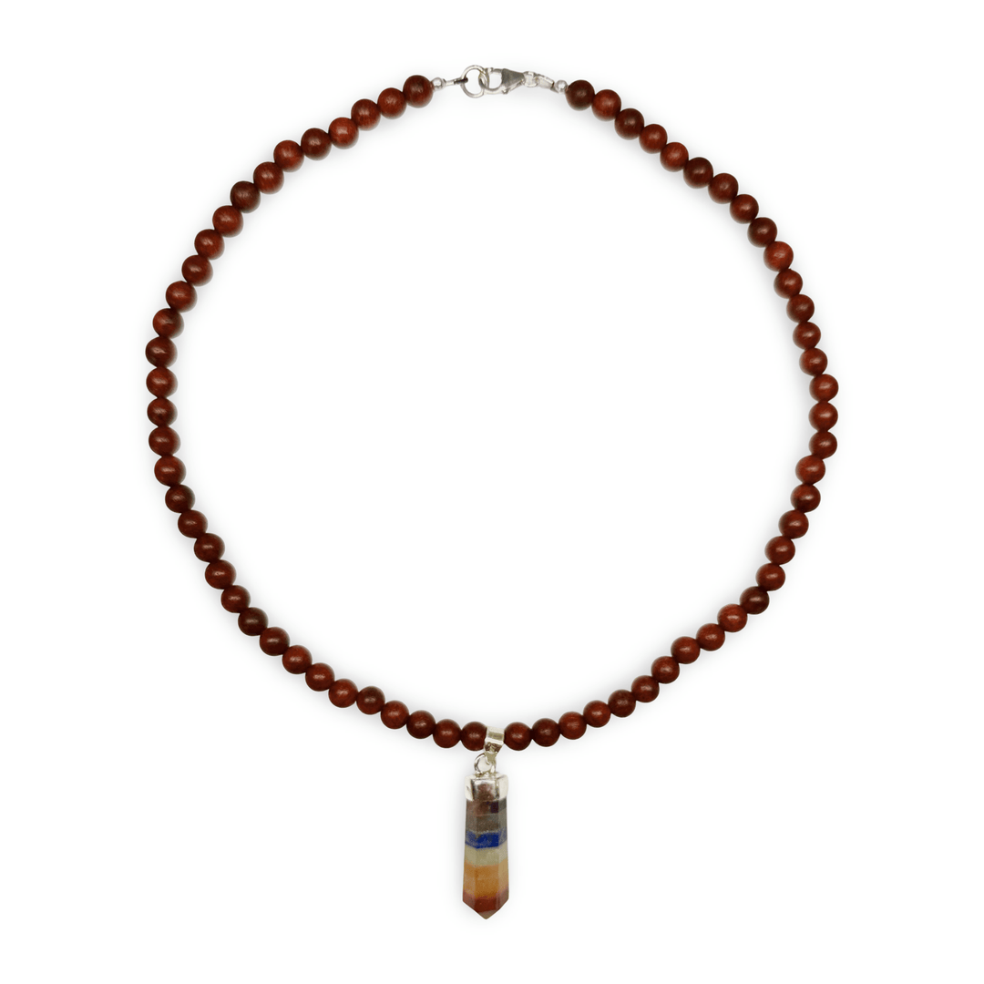 Rosenholz - Kette mit Chakra - Anhänger - Atelier Tibet