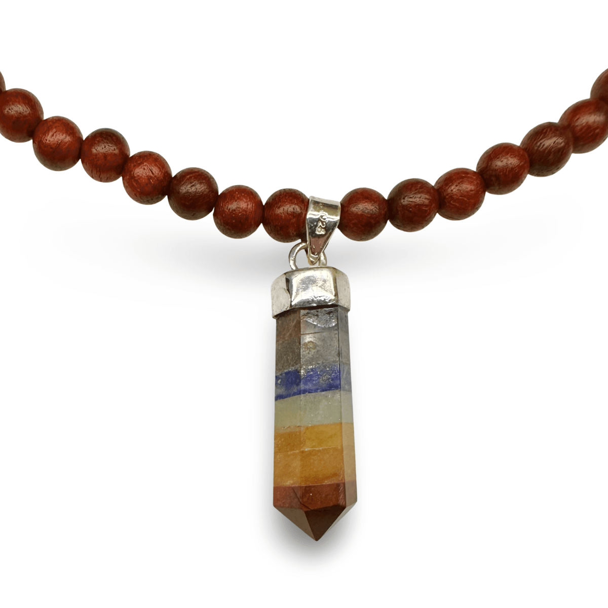 Rosenholz - Kette mit Chakra - Anhänger - Atelier Tibet