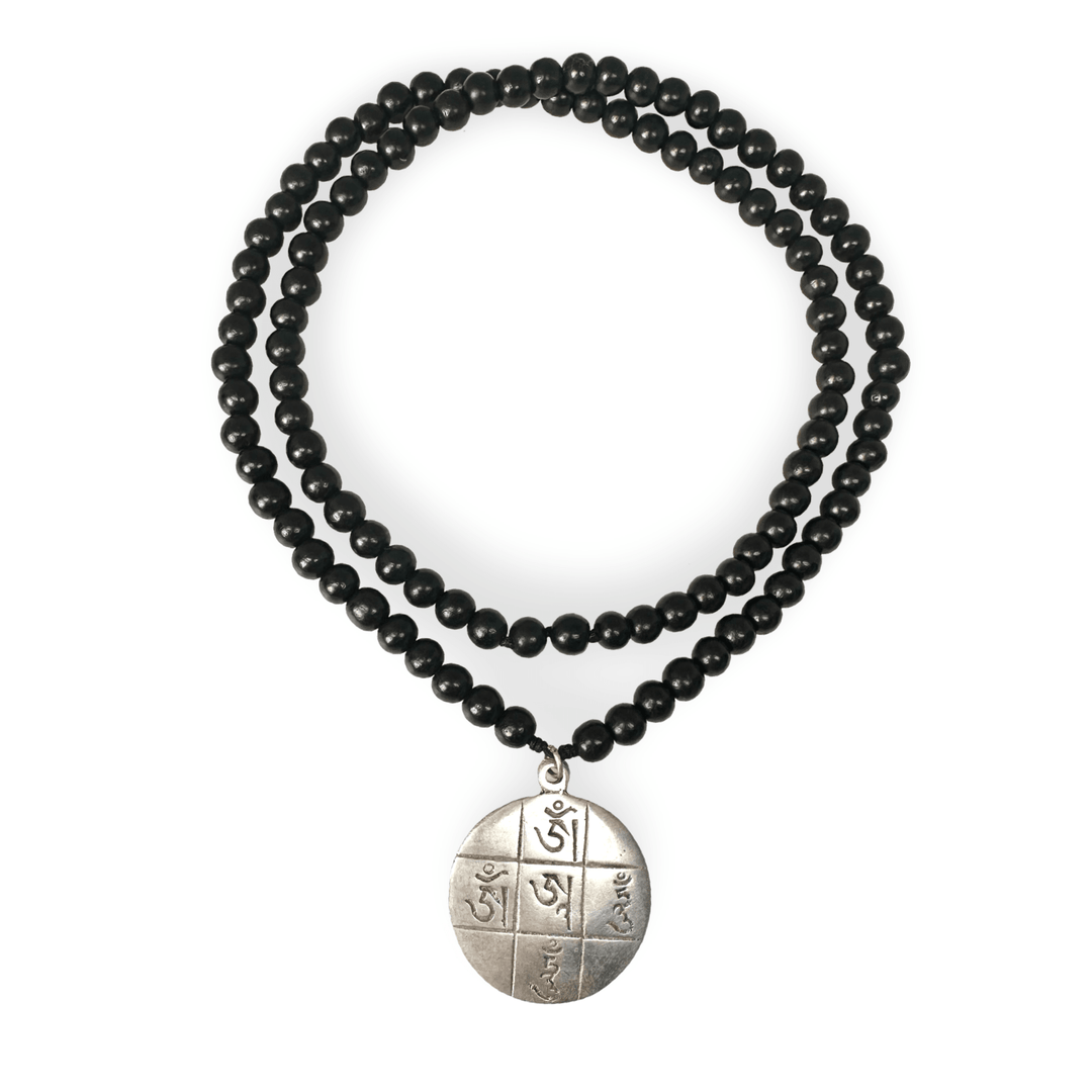 Rosenholz Mala Gebetskette mit Mantra-Anhänger - Atelier Tibet