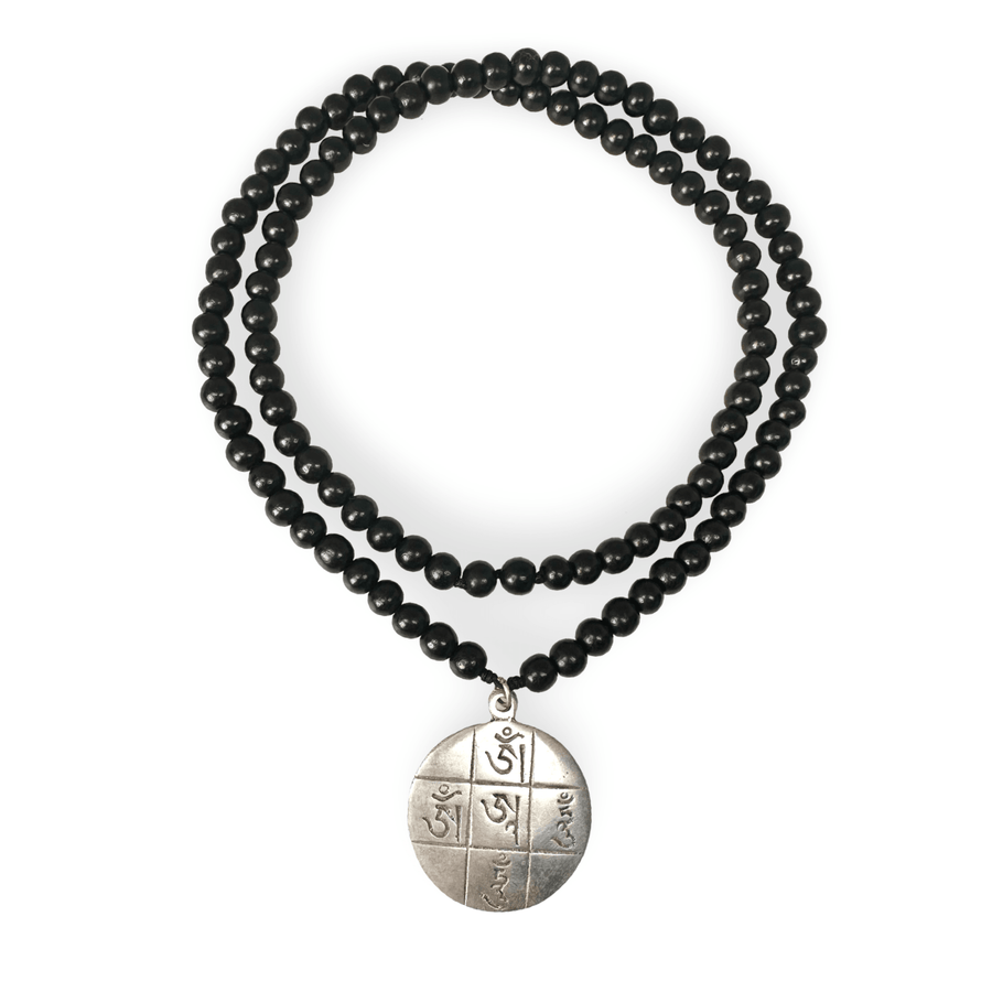 Rosenholz Mala Gebetskette mit Mantra-Anhänger - Atelier Tibet