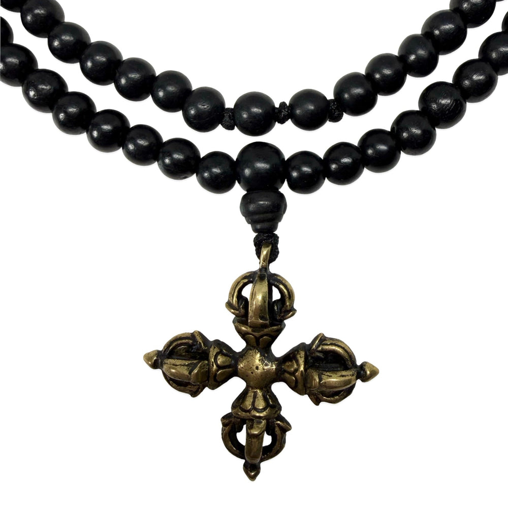 Rosenholz-Mala mit Doppel-Vajra - Atelier Tibet