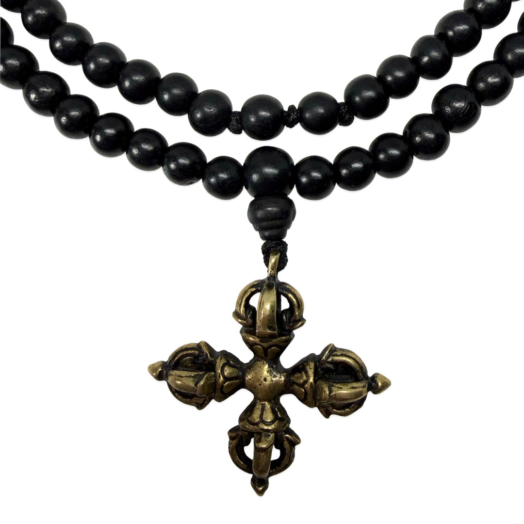 Rosenholz-Mala mit Doppel-Vajra - Atelier Tibet