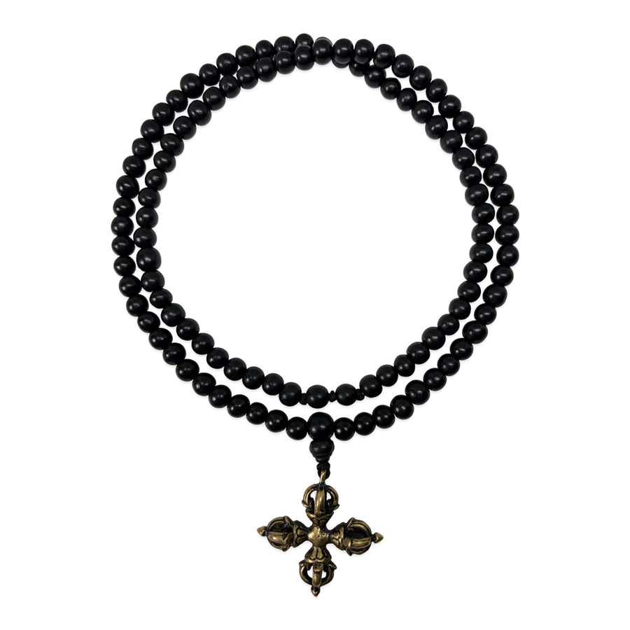 Rosenholz-Mala mit Doppel-Vajra - Atelier Tibet