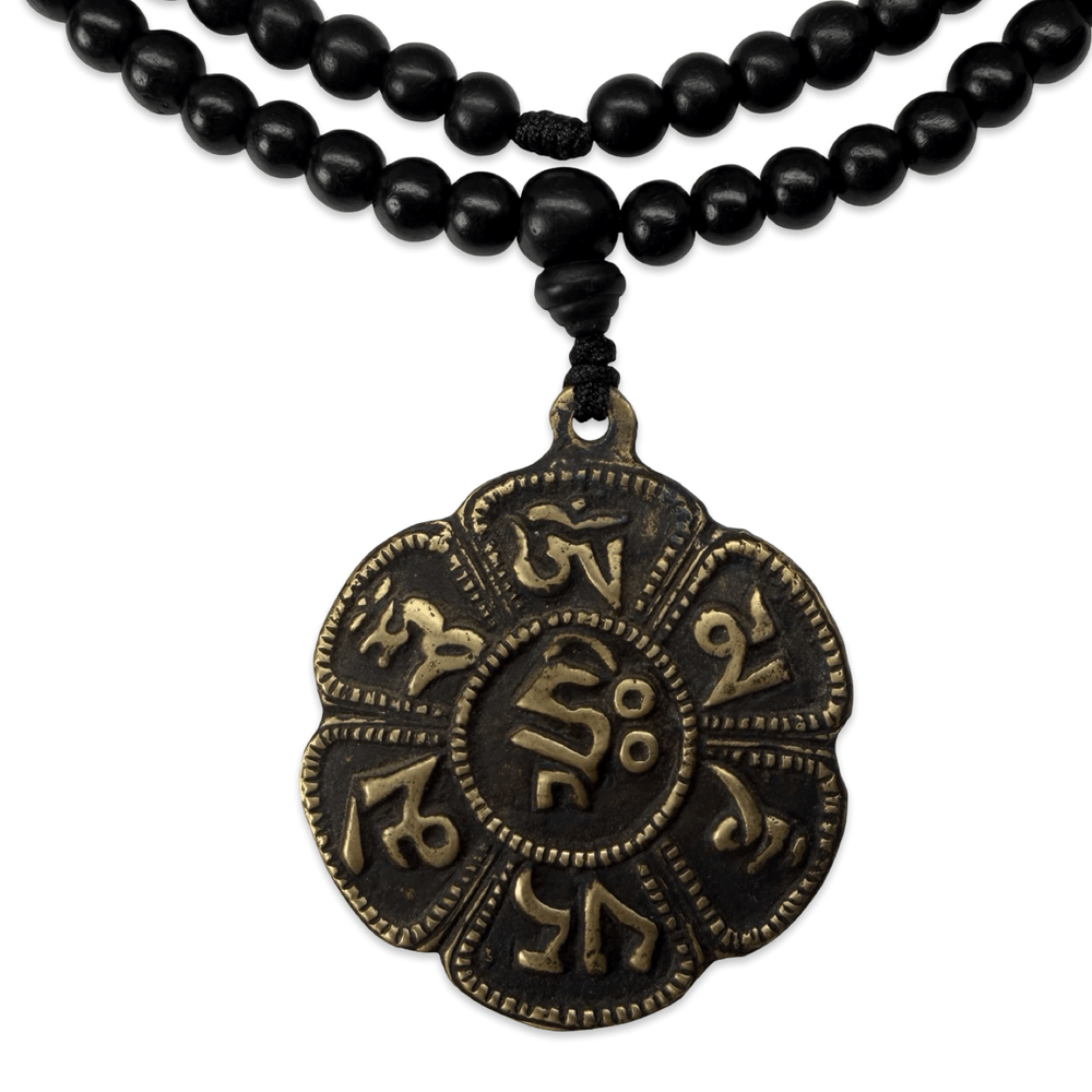 Rosenholz-Mala mit Om-Mani-Padme-Hum-Anhänger - Atelier Tibet