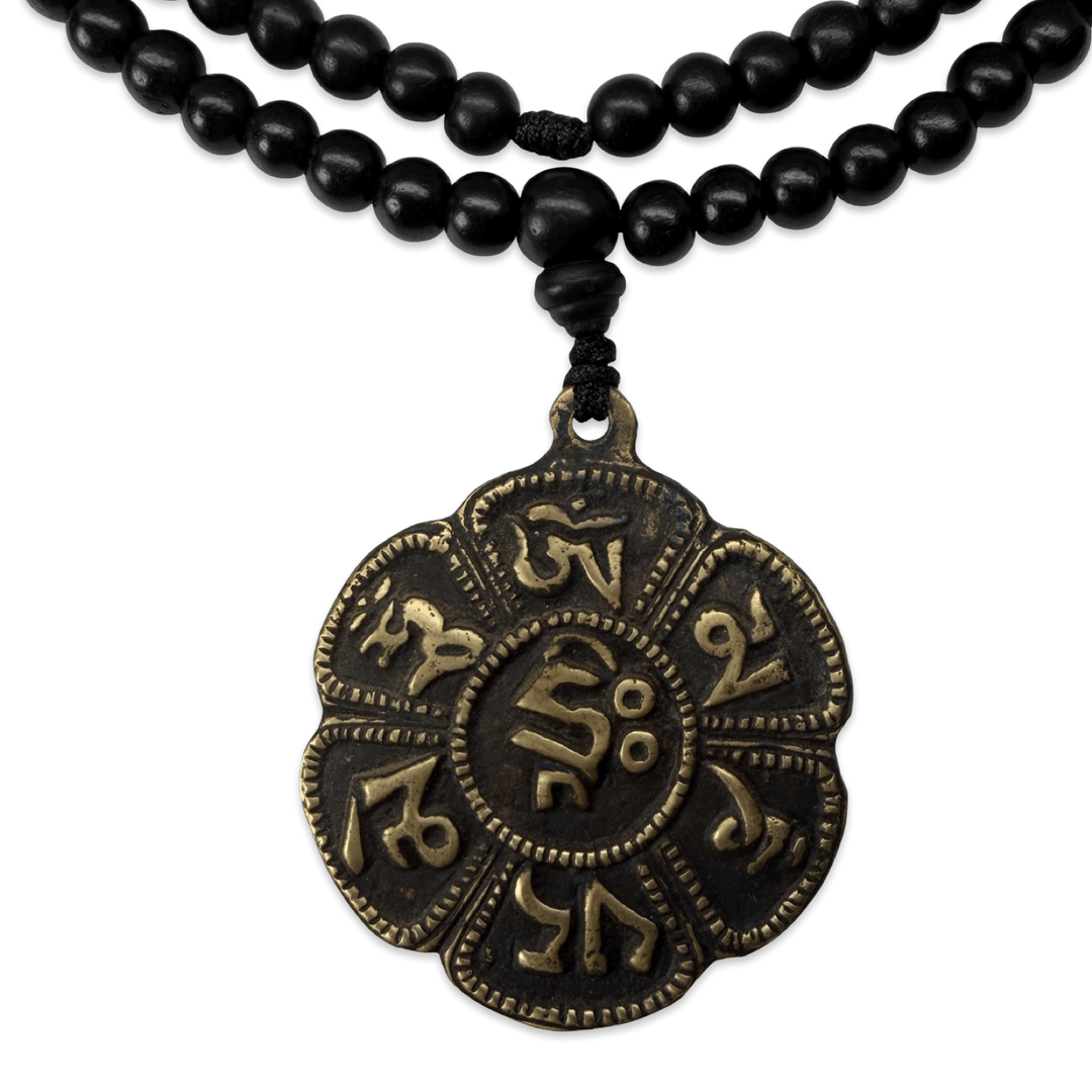 Rosenholz-Mala mit Om-Mani-Padme-Hum-Anhänger - Atelier Tibet