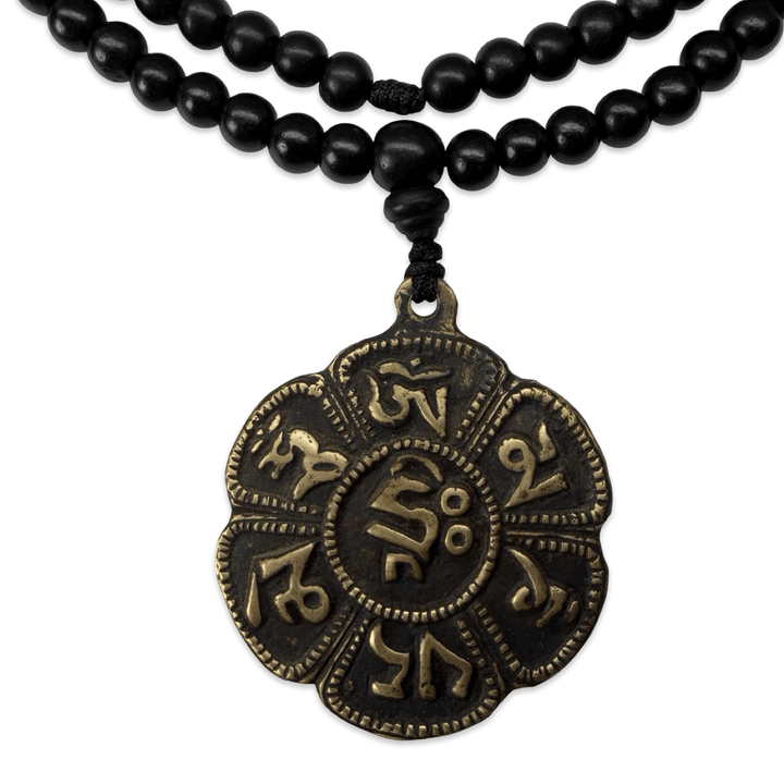 Rosenholz-Mala mit Om-Mani-Padme-Hum-Anhänger - Atelier Tibet