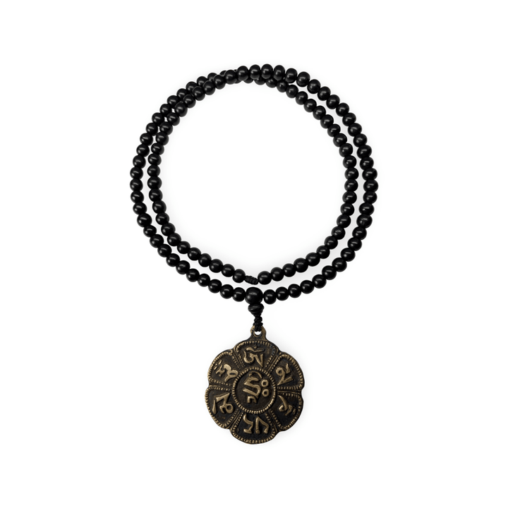 Rosenholz-Mala mit Om-Mani-Padme-Hum-Anhänger - Atelier Tibet
