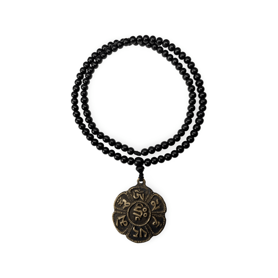 Rosenholz-Mala mit Om-Mani-Padme-Hum-Anhänger - Atelier Tibet