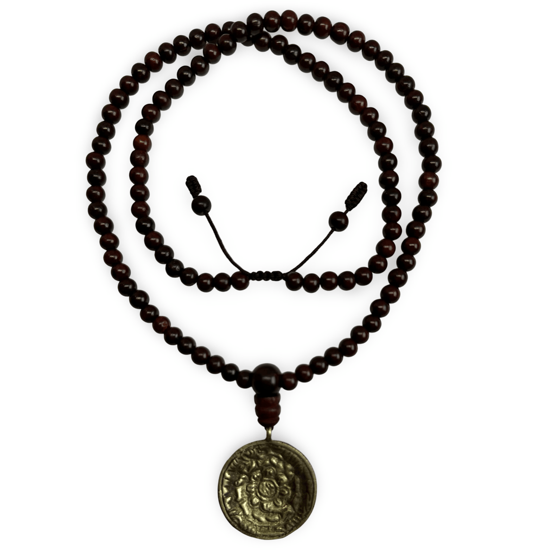 Rosenholz - Mala mit Schutz - Amulett - Atelier Tibet