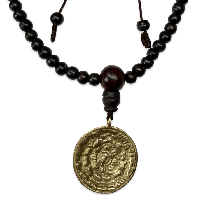 Rosenholz-Mala mit Schutz-Amulett - Atelier Tibet