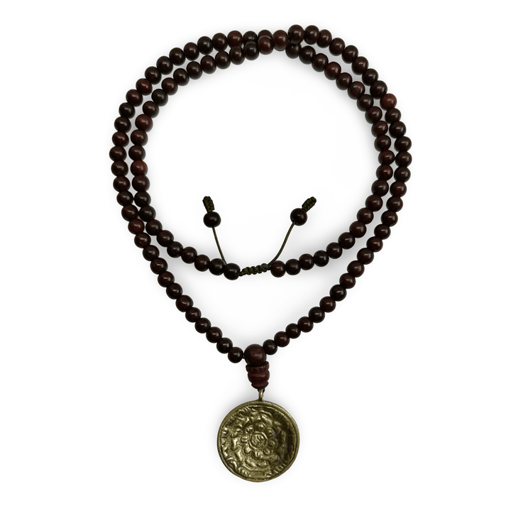 Rosenholz - Mala mit Schutz - Amulett - Atelier Tibet