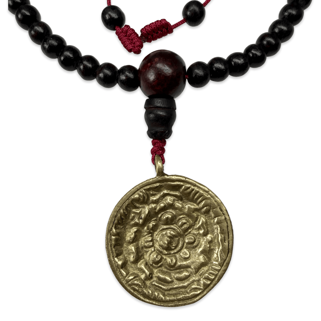 Rosenholz-Mala mit Schutz-Amulett - Atelier Tibet