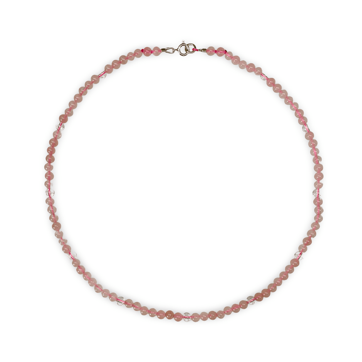 Rosenquarz - und Bergkristall - Kette - Atelier Tibet