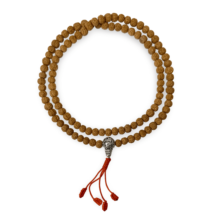 Rudraksha Mala (⌀ 6 mm) mit Metall - Guru - Perle - Atelier Tibet