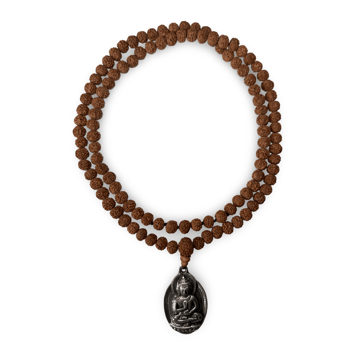 Rudraksha-Mala mit Buddha-Anhänger - Atelier Tibet