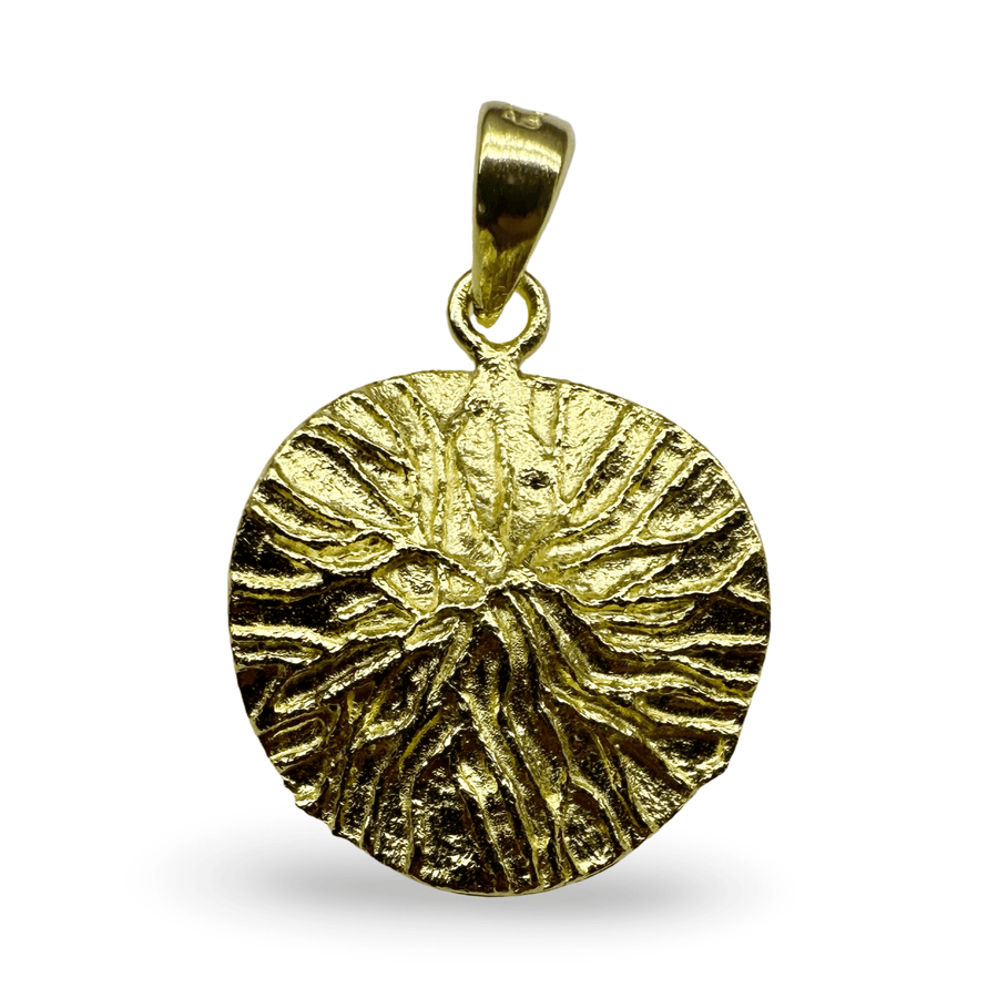 Runder Blatt - Anhänger aus vergoldetem Silber - Atelier Tibet