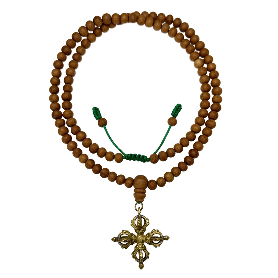 Sandelholz-Mala mit Doppel-Vajra - Atelier Tibet