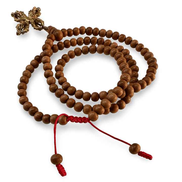 Sandelholz - Mala mit Doppel - Vajra - Atelier Tibet