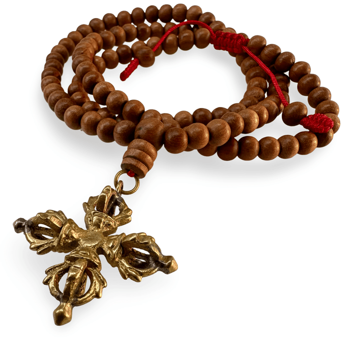 Sandelholz - Mala mit Doppel - Vajra - Atelier Tibet