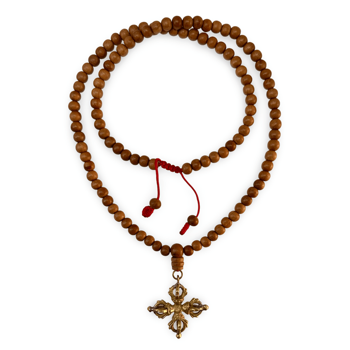 Sandelholz - Mala mit Doppel - Vajra - Atelier Tibet