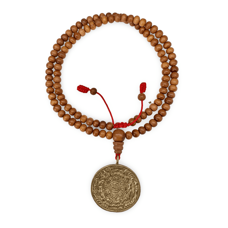 Sandelholz - Mala mit Schutz - Amulett - Atelier Tibet