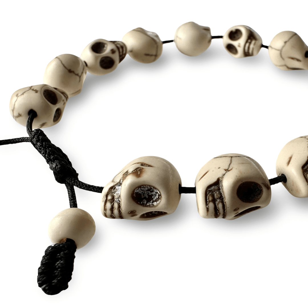 Schädel Mala - Armband mit schwarzen Kordeln - Atelier Tibet