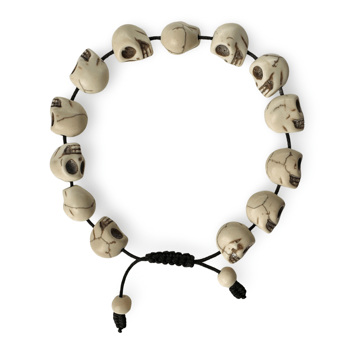 Schädel Mala - Armband mit schwarzen Kordeln - Atelier Tibet