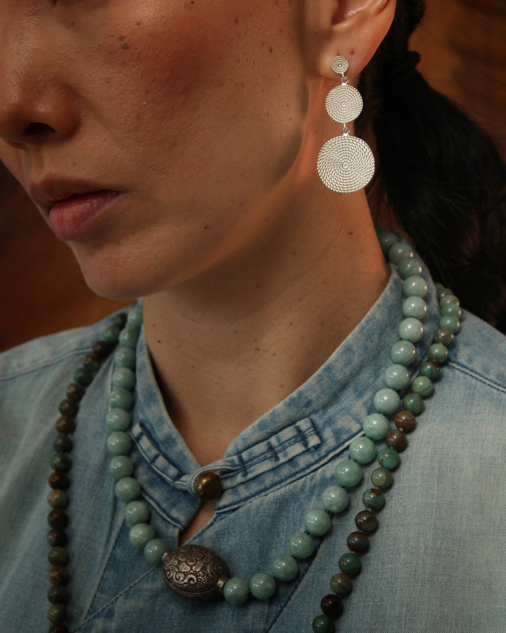 Scheiben Ohrstecker Silber oder vergoldet - Atelier Tibet