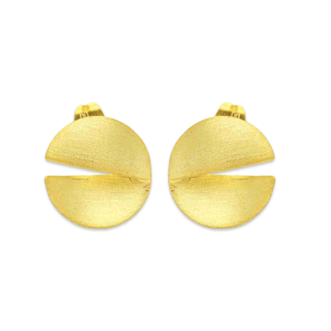 Schimmernde Disc - Ohrstecker aus vergoldetem Silber - Atelier Tibet