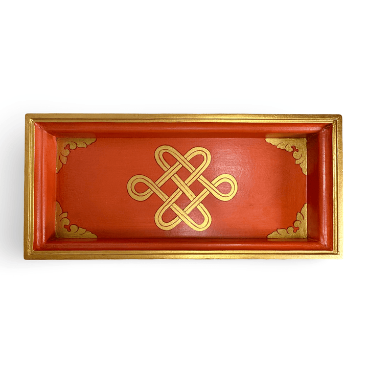 Schmales tibetisches Tablett «Endloser Knoten» - Atelier Tibet