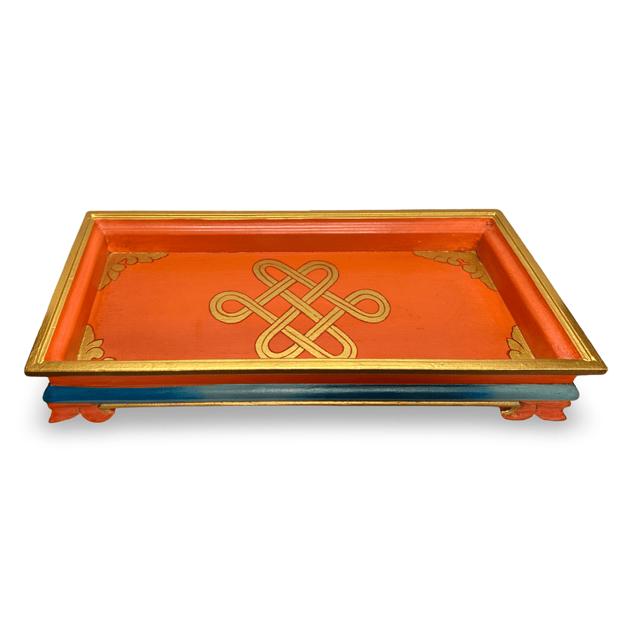 Schmales tibetisches Tablett «Endloser Knoten» - Atelier Tibet