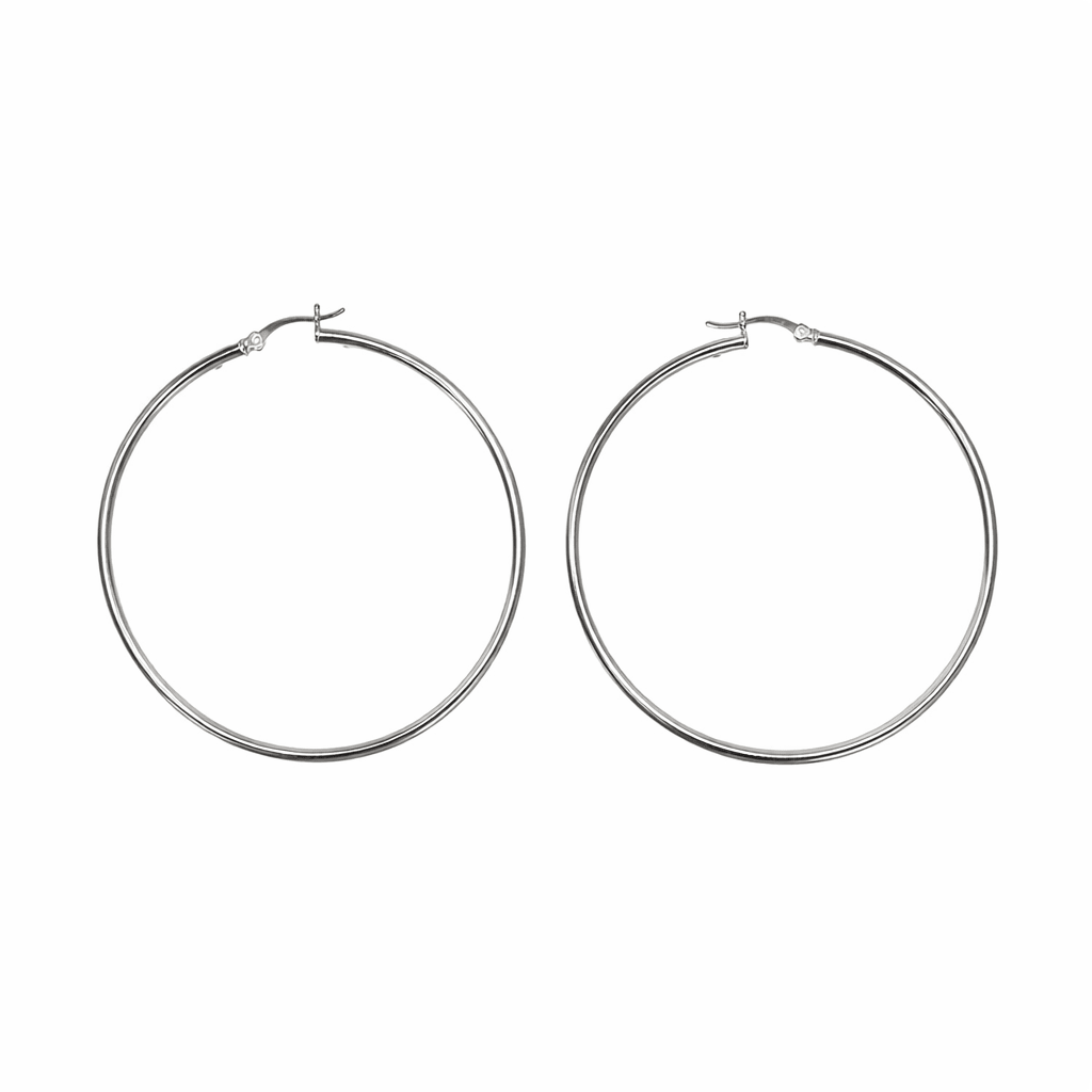 Sehr grosse elegante Kreolen aus Silber Ø 60 mm - Atelier Tibet