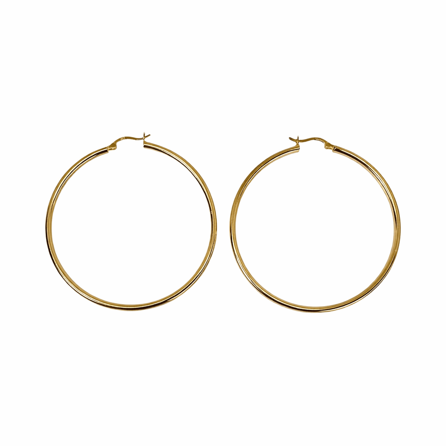 Sehr grosse elegante Kreolen aus vergoldetem Silber Ø 60 mm - Atelier Tibet