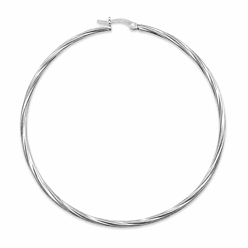 Sehr grosse elegante Silber-Kreolen mit Dreh-Design - Atelier Tibet