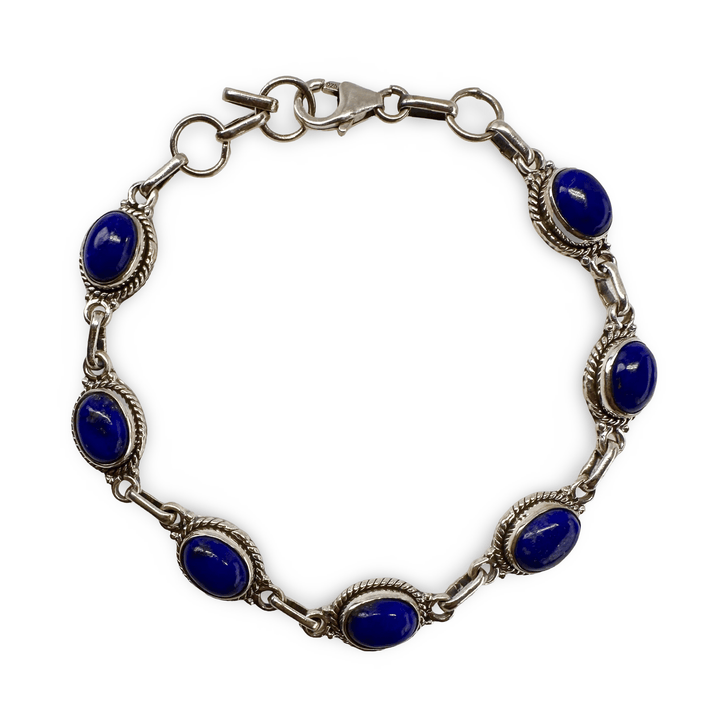 Silber - Armkette mit ovalem Lapis Lazuli - Atelier Tibet