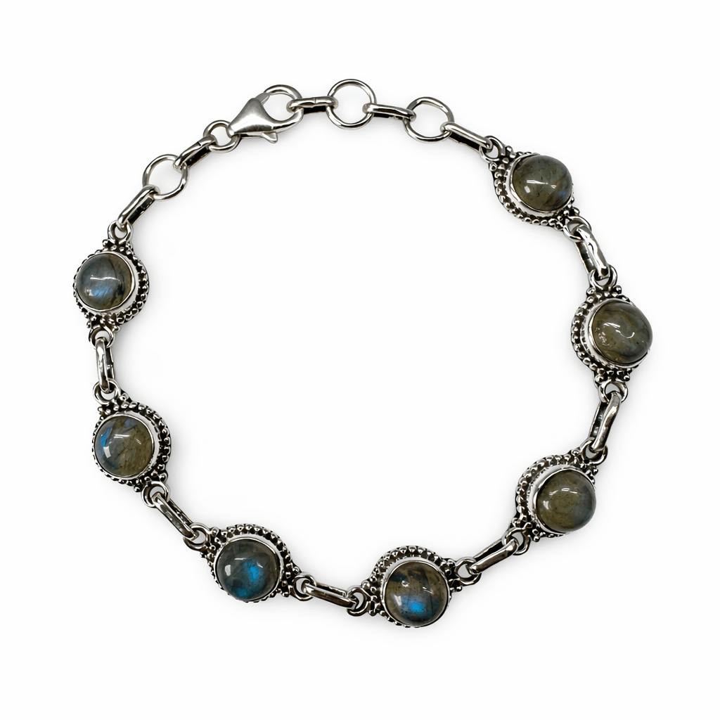 Silber - Armkette mit rundem Labradorit - Atelier Tibet