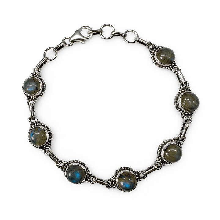 Silber - Armkette mit rundem Labradorit - Atelier Tibet