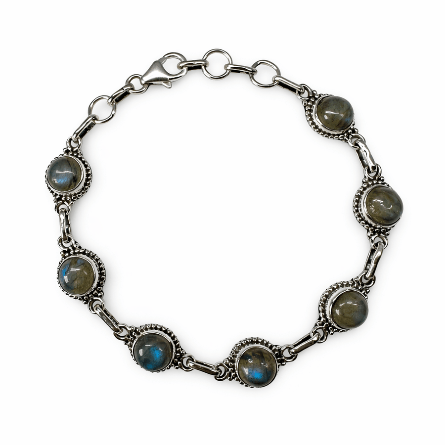 Silber - Armkette mit rundem Labradorit - Atelier Tibet