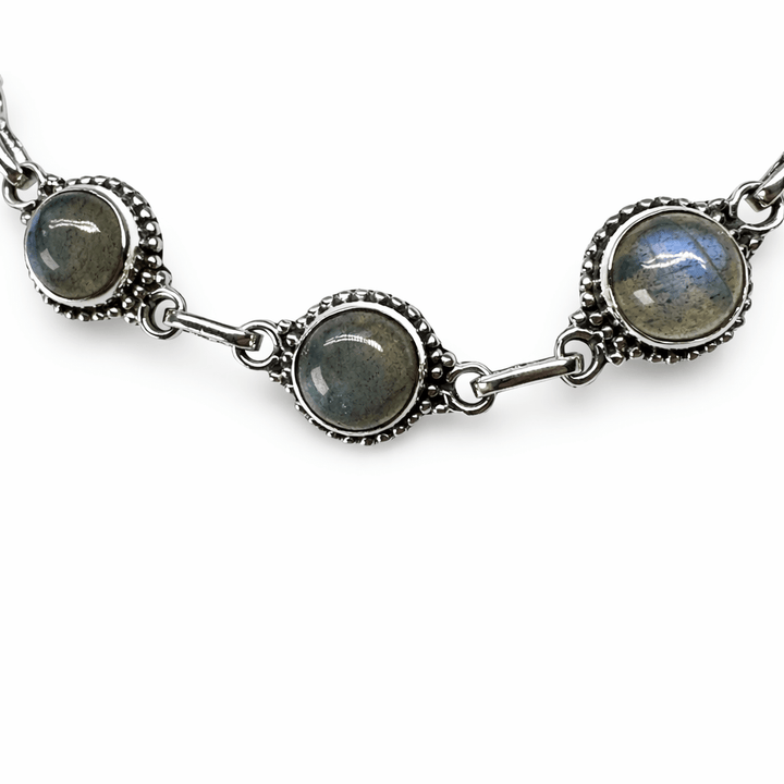 Silber - Armkette mit rundem Labradorit - Atelier Tibet