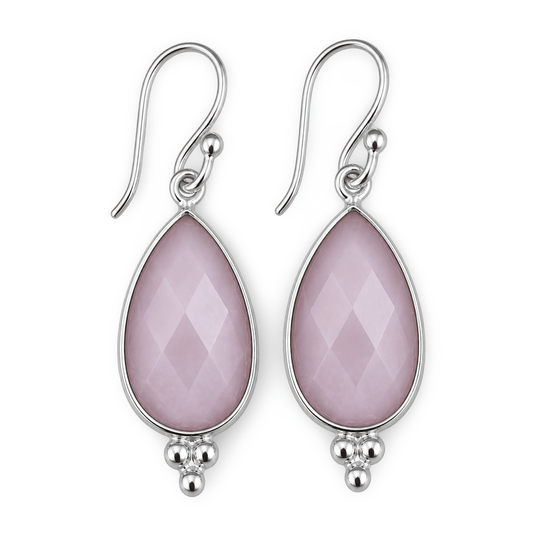 Silber - Ohranhänger mit tropfenförmigem Andenopal - Atelier Tibet