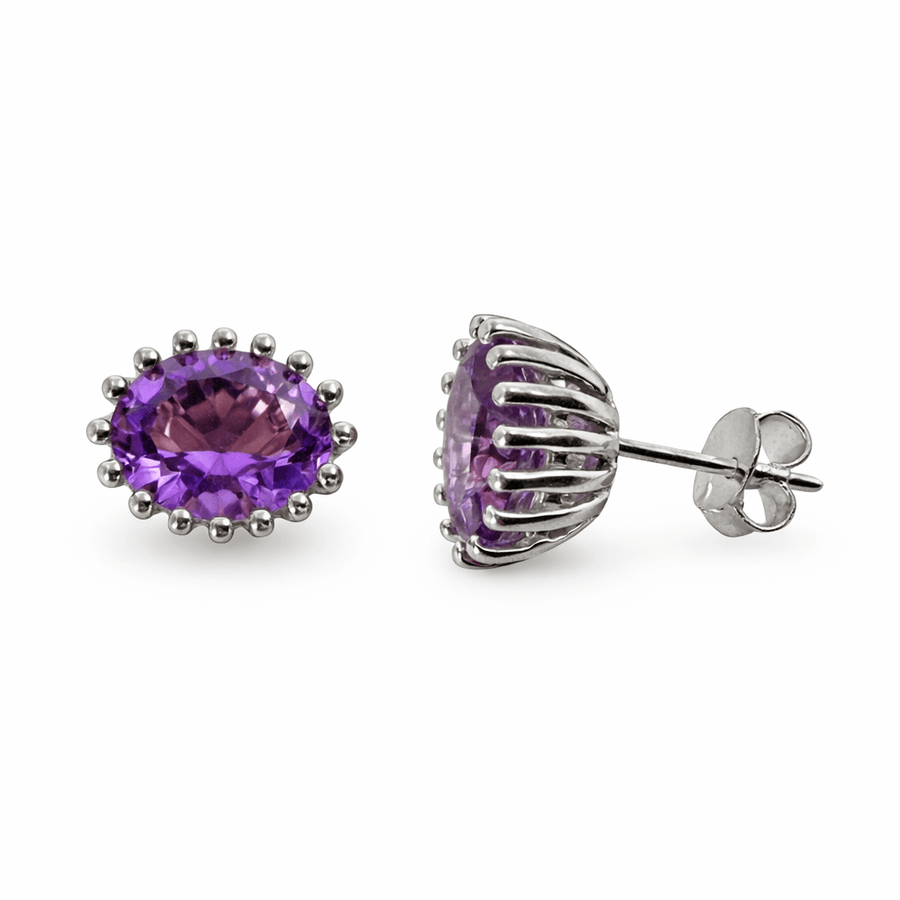 Silber - Ohrstecker mit Amethyst - Atelier Tibet