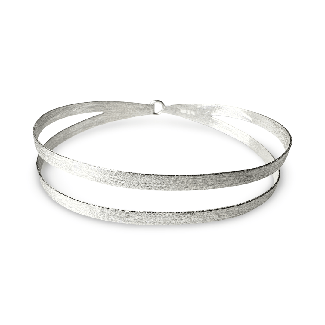 Silberner Doppelband - Armreif aus Tibet - Atelier Tibet