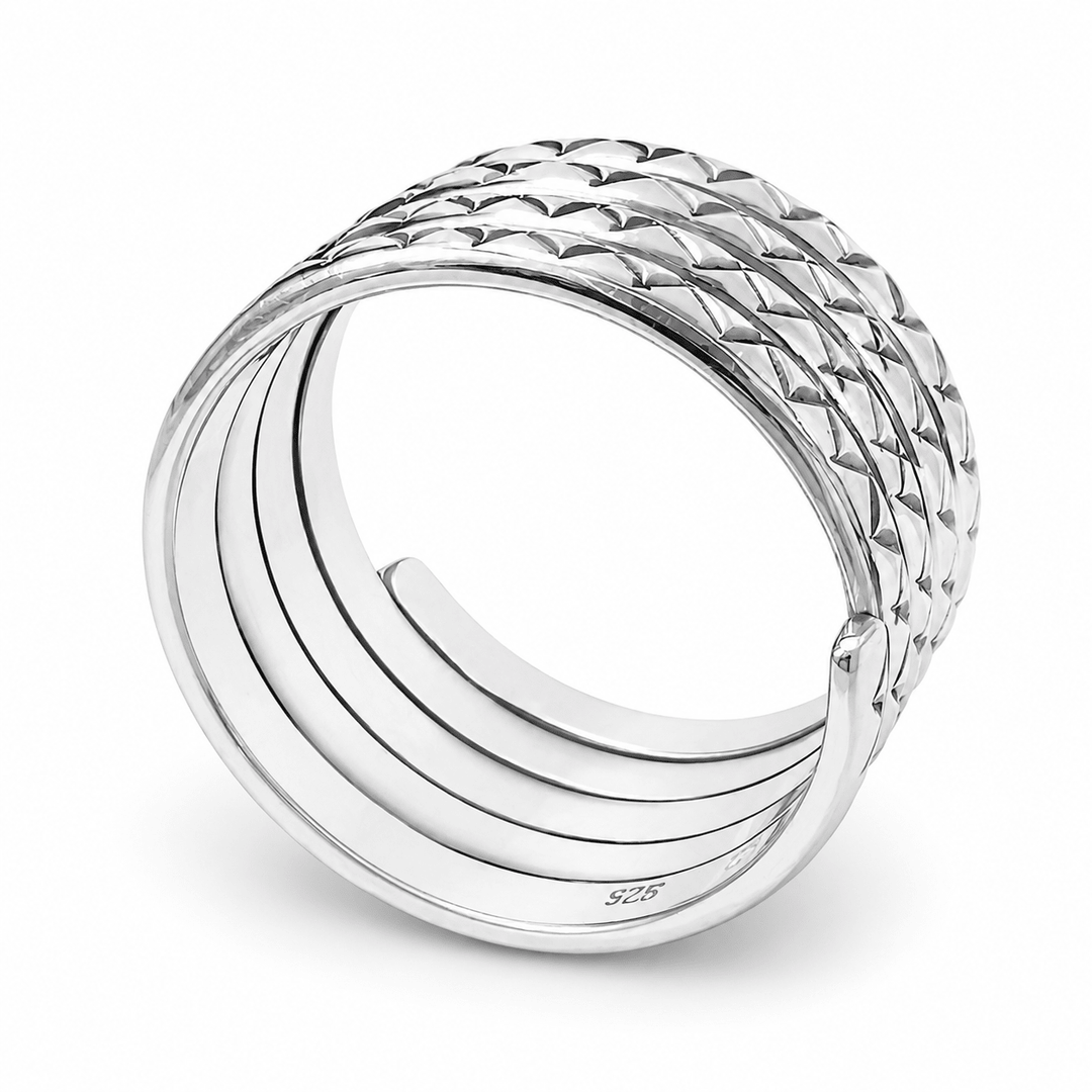Silberring in vierfacher Spiralwindung aus dem Himalaya - Atelier Tibet