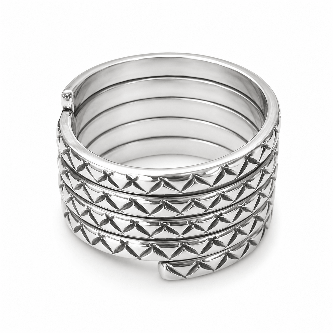 Silberring in vierfacher Spiralwindung aus dem Himalaya - Atelier Tibet
