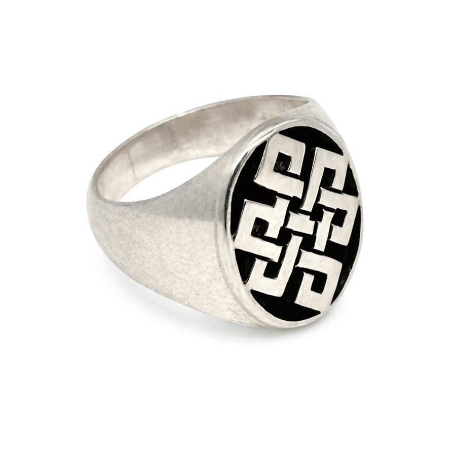 Silberring mit Unendlichem Knoten - Atelier Tibet