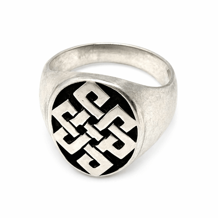 Silberring mit Unendlichem Knoten - Atelier Tibet