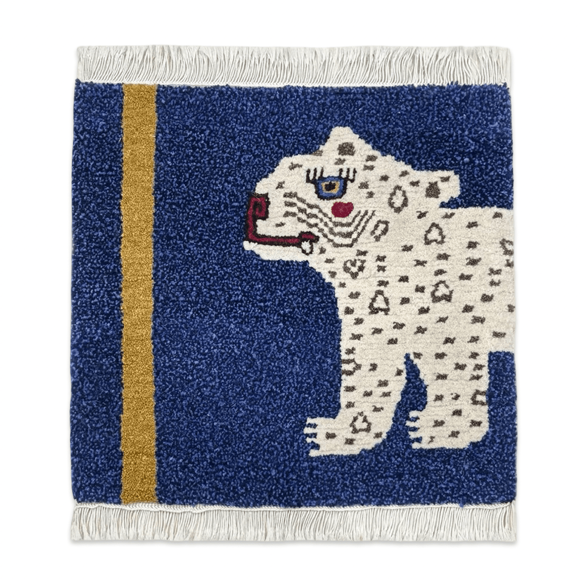 «Snowland Spirit» · Handgeknüpfter Schneeleopard-Sitzteppich · CHARU × Sayol - Atelier Tibet