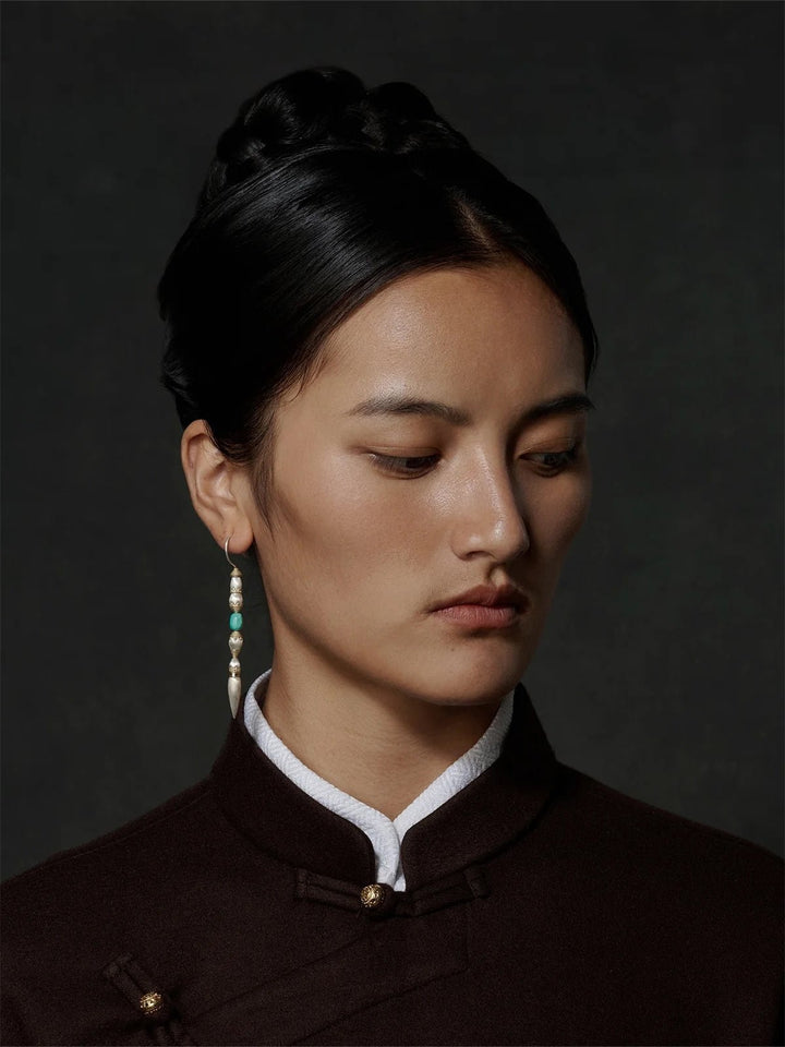 Sokyi - Traditioneller Tibetischer Ohrhänger mit Türkis · CHARU × Yitso - Atelier Tibet