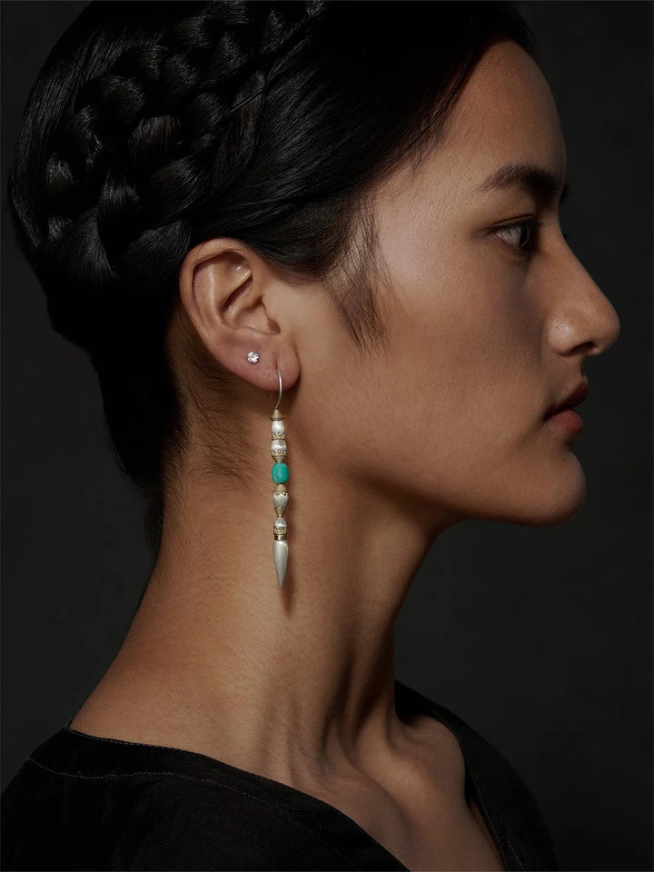 Sokyi - Traditioneller Tibetischer Ohrhänger mit Türkis · CHARU × Yitso - Atelier Tibet