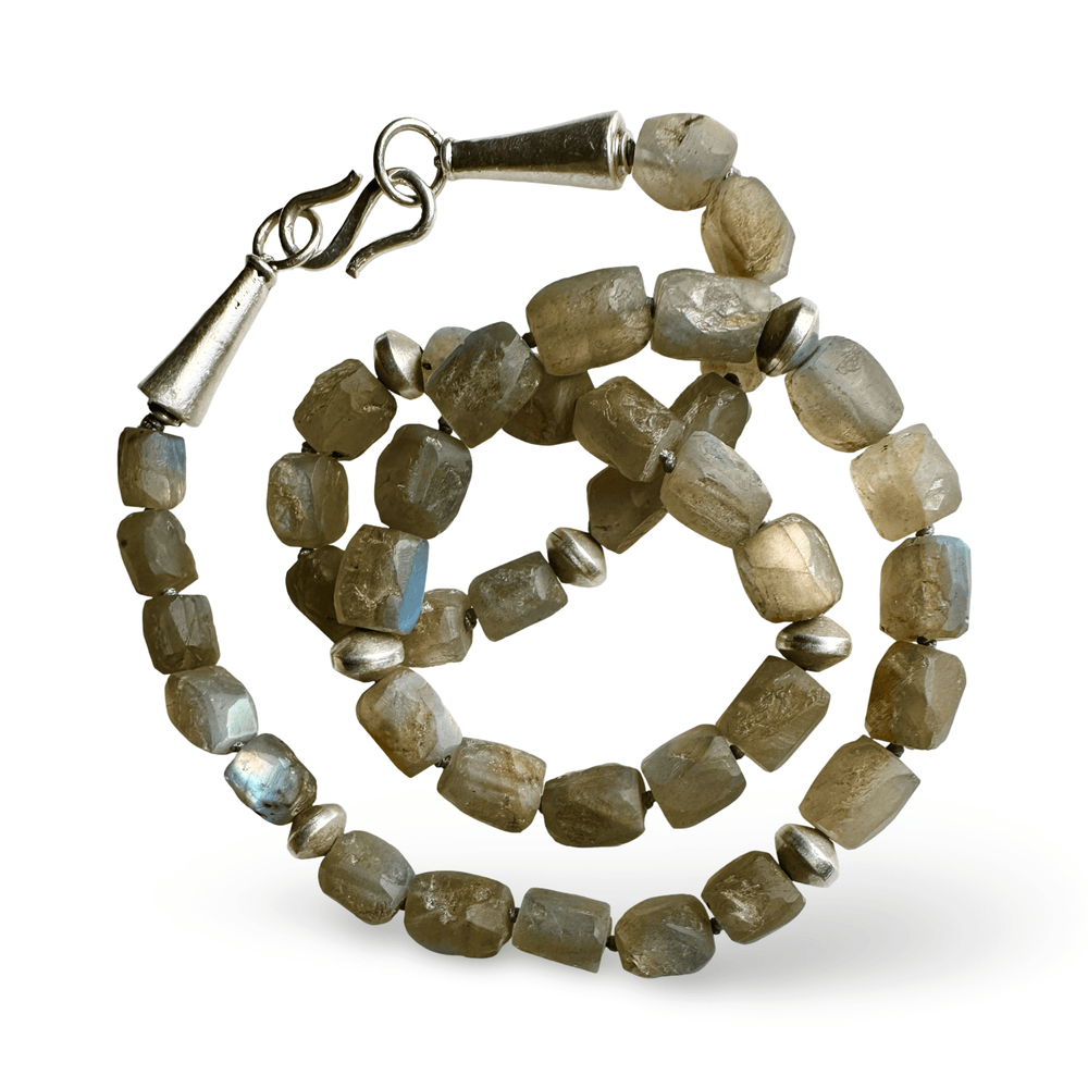 Statement - Halskette aus Labradorit und Silberperlen - Atelier Tibet